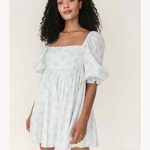 Blue & white floral babydoll dress